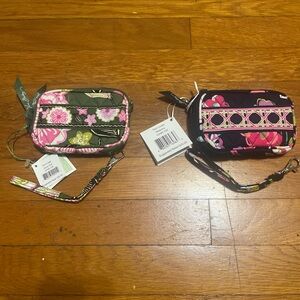 Lot Of 2 - Vera Bradley Tech Case Wristlet Wallet Floral Green Pink Black